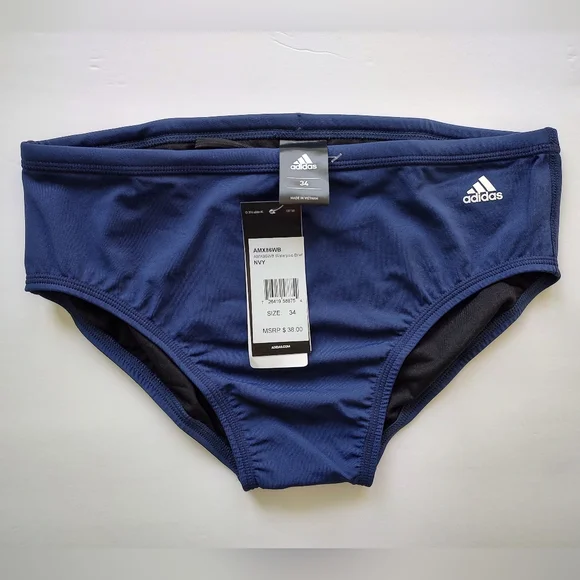 *New Adidas Infinitex+ Men's Navy Blue Waterpolo Swim Brief Size 28, 36